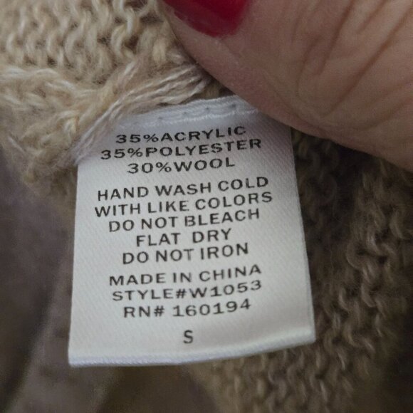 By Together Milie Striped Sweater V Neck Cozy Soft Wool Blend Neutral Size S - Picture 8 of 8